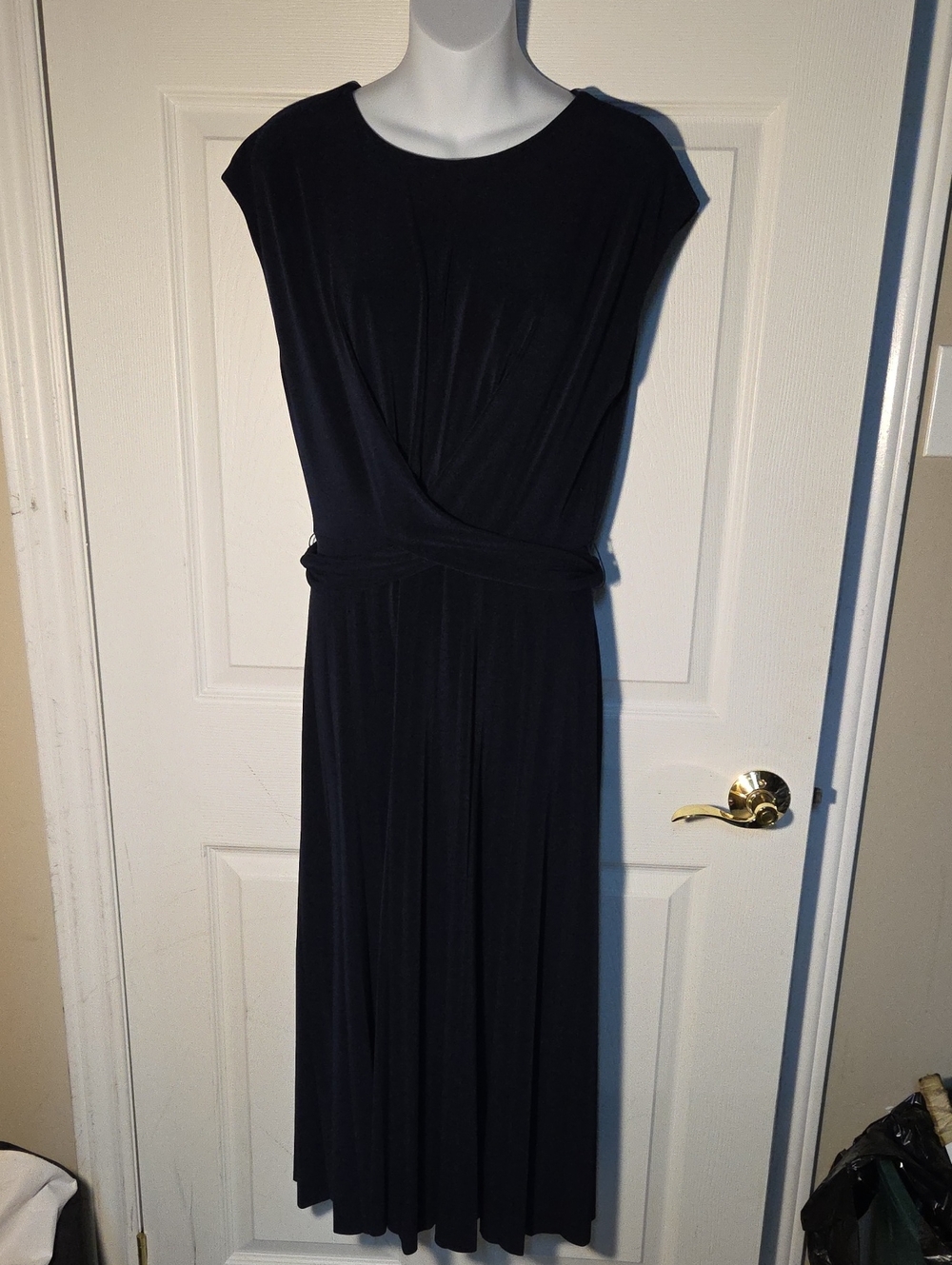 Joseph Ribkoff Classic Navy Cap-Sleeve Maxi Dress - Cross Tie Sz 10